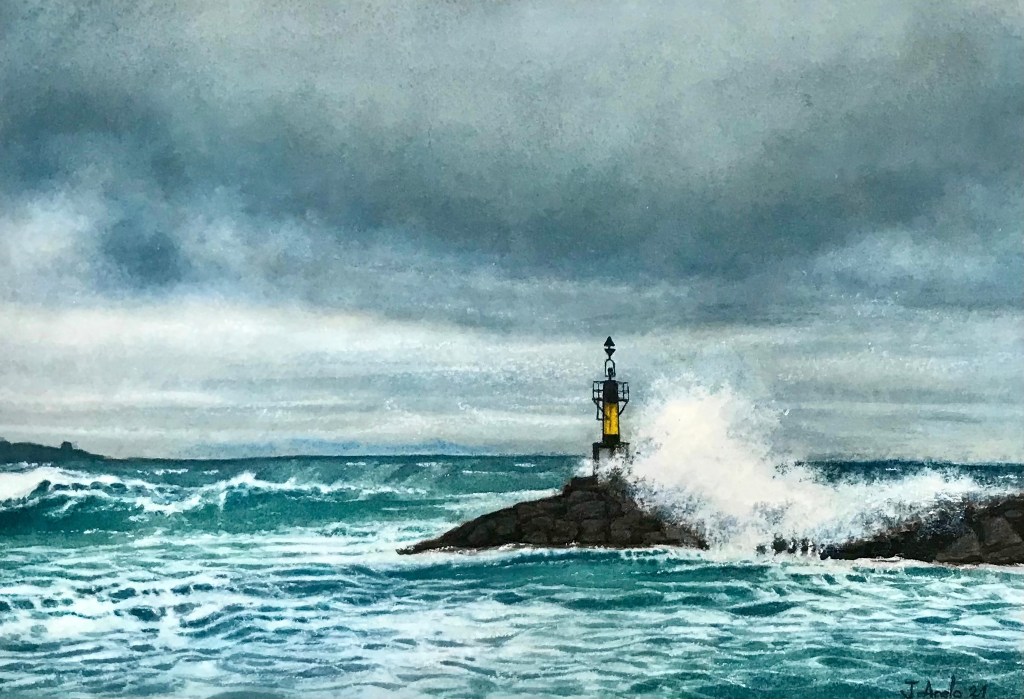 Watercolor Painting: Stormy weather in Sotogrande&nbsp;Port