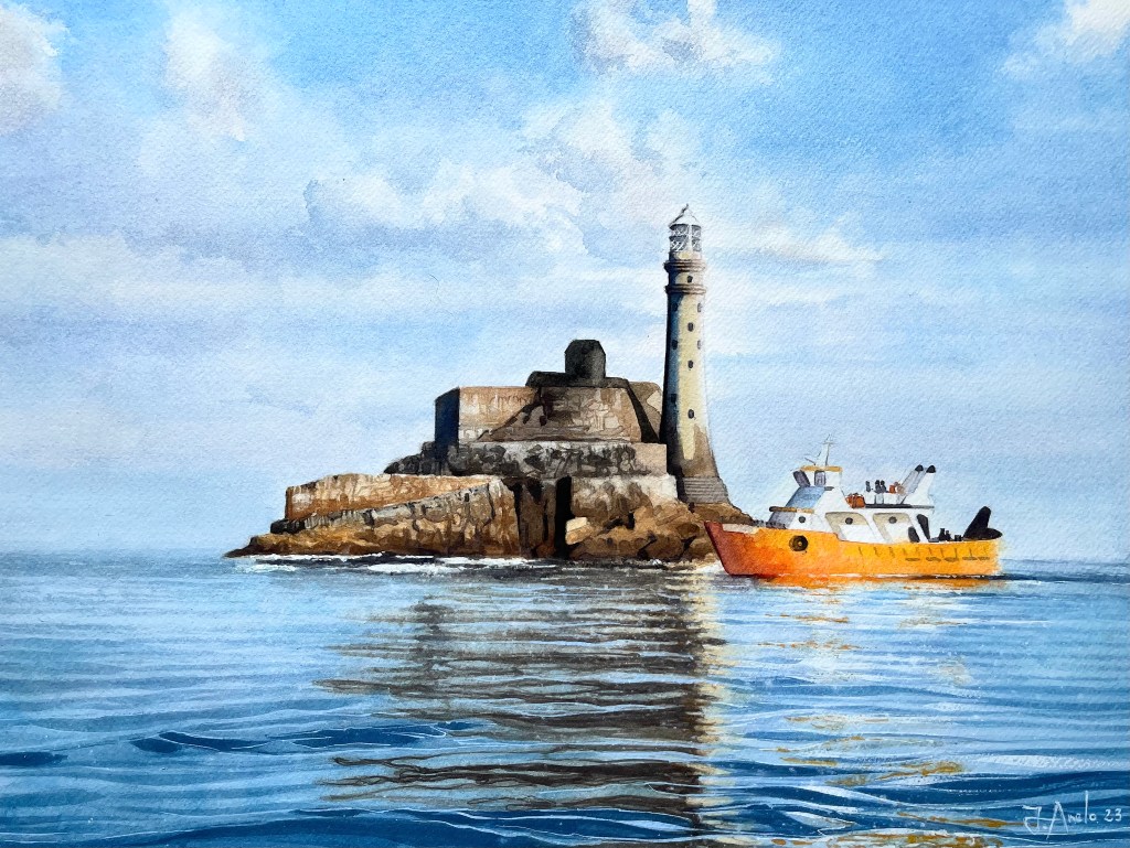 Watercolor Painting: The Fastnet Rock Lighthouse,&nbsp;Ireland.