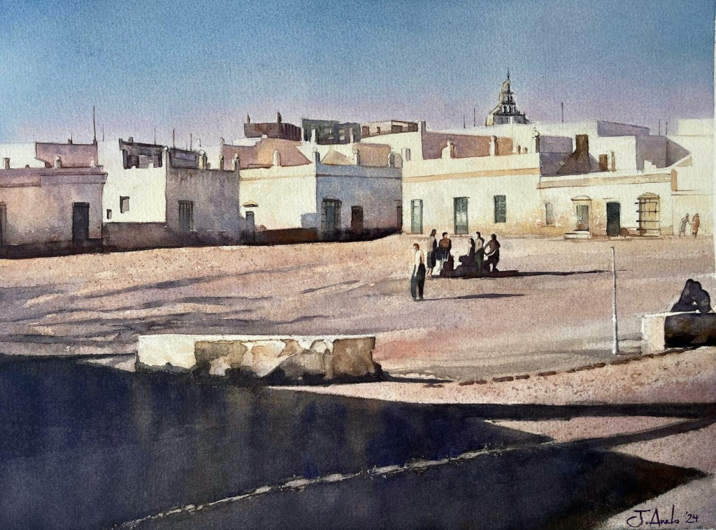 Watercolor Painting: Plazoleta de las Vacas, San Fernando,&nbsp;1950s