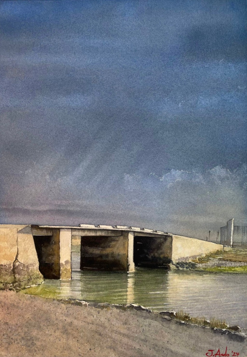 Watercolor Painting: «Puente Lavaera» after the&nbsp;storm
